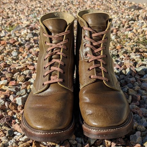 Photo by botasblancas on December 2, 2023 of the John Lofgren M-43 Service Shoes in Shinki Olive Oiled Horsebutt.