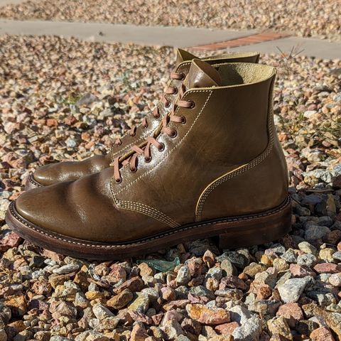 Photo by botasblancas on December 2, 2023 of the John Lofgren M-43 Service Shoes in Shinki Olive Oiled Horsebutt.