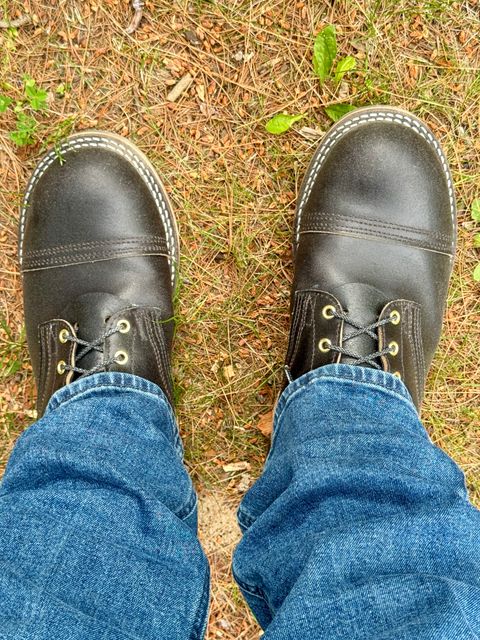 Photo by tlr on June 15, 2025 of the Nicks MTO in Horween Black Waxed Flesh.