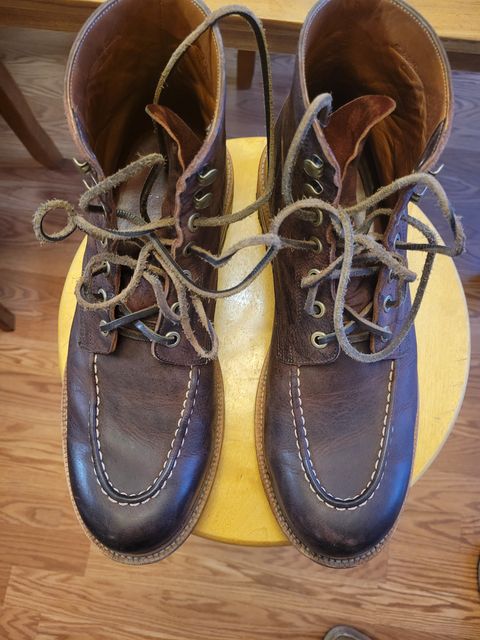 Photo by JoshankRedemption on February 2, 2024 of the Grant Stone Brass Boot in C.F. Stead Dark Burgundy Classic Kudu.