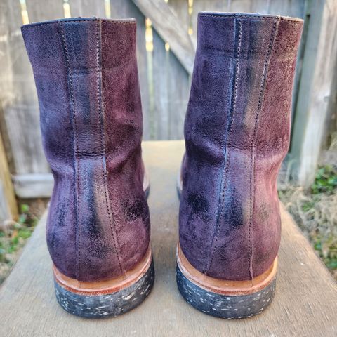 Photo by TrillDan on February 5, 2026 of the Briselblack The Buck Wholecut Lace to Toe in Horween Reversed Wax Burgundy Horsehide.