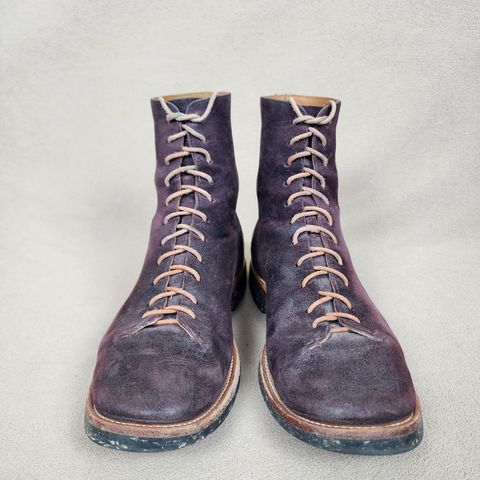 Photo by TrillDan on March 6, 2026 of the Briselblack The Buck Wholecut Lace to Toe in Horween Reversed Wax Burgundy Horsehide.