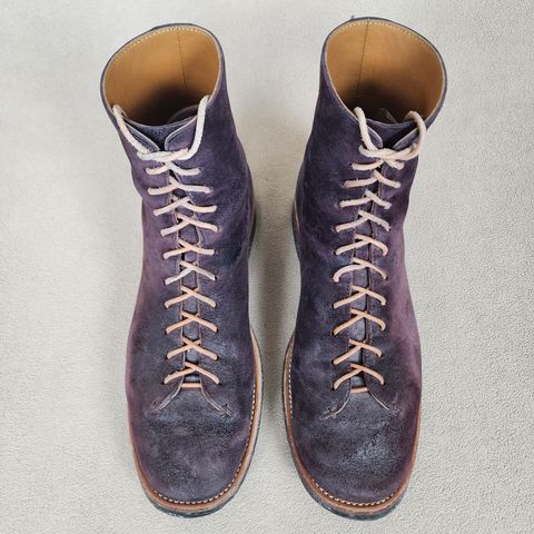 Photo by TrillDan on March 6, 2026 of the Briselblack The Buck Wholecut Lace to Toe in Horween Reversed Wax Burgundy Horsehide.