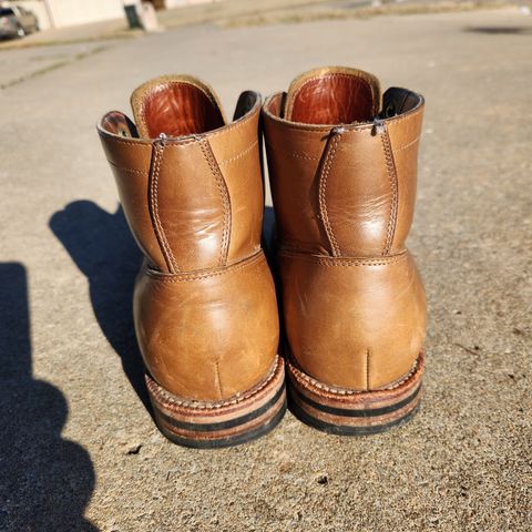 Photo by wildflowersnboots on March 5, 2025 of the Grant Stone Nora Boot in Horween Dune Chromexcel.