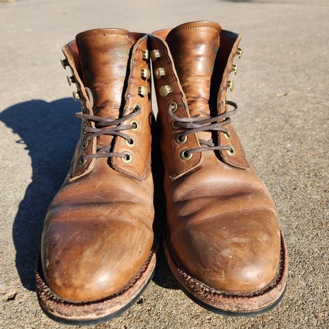 Photo by wildflowersnboots on March 5, 2025 of the Grant Stone Nora Boot in Horween Dune Chromexcel.
