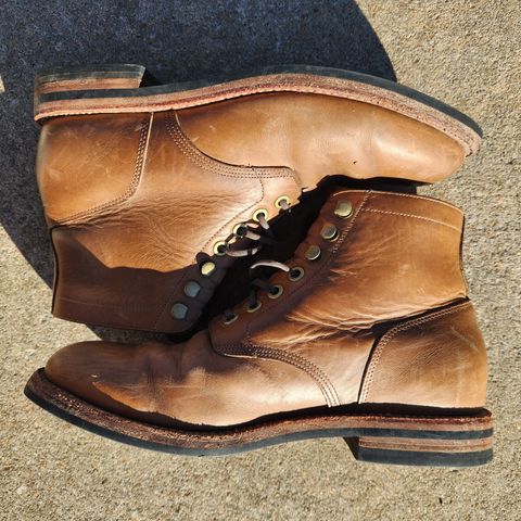 Photo by wildflowersnboots on March 5, 2025 of the Grant Stone Nora Boot in Horween Dune Chromexcel.