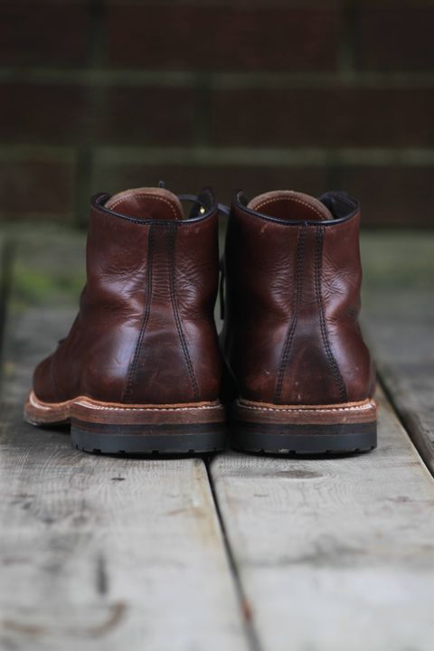 Photo by djsharris on December 1, 2022 of the Alden Norwegian Front Blucher in Horween Brown Chromexcel.