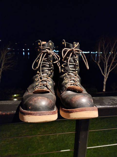 Photo by Leroy on February 6, 2024 of the Nicks x Zuriick Merriman in Horween Black Chromexcel.