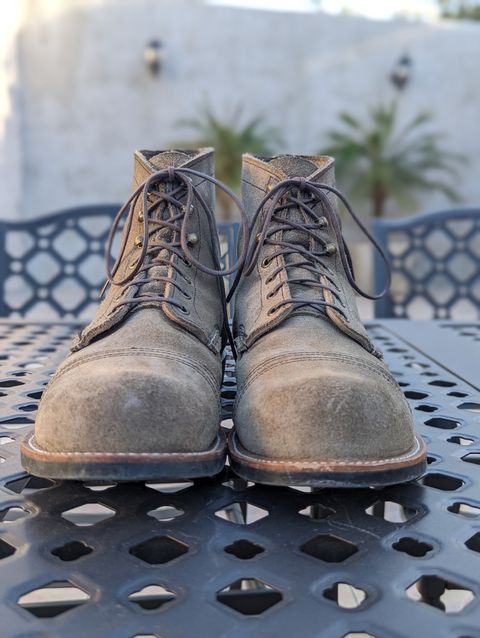 Photo by shaggermeister on December 5, 2023 of the Red Wing Iron Ranger in S.B. Foot Slate Muleskinner.