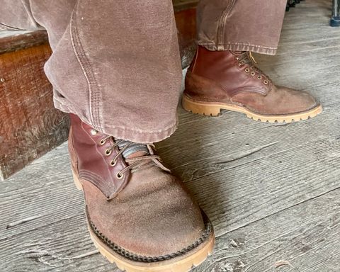 Photo by Eazydoesit on March 9, 2024 of the JK Boots O.T. in Seidel Redwood Oil Tan Roughout.
