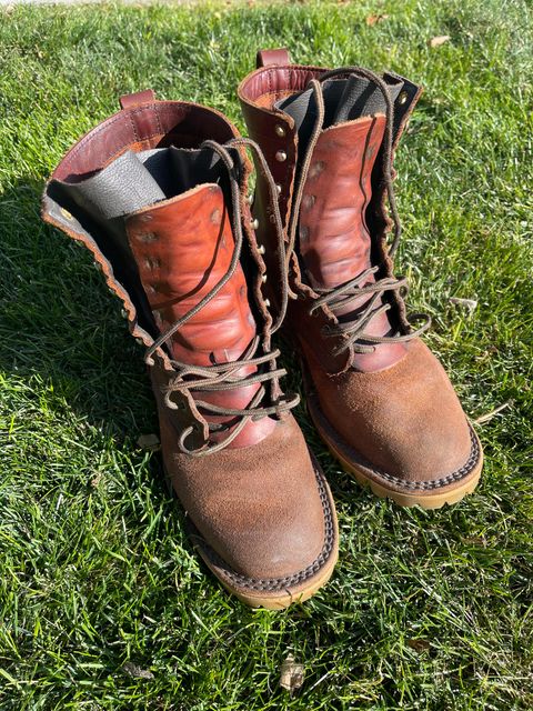Photo by Eazydoesit on October 16, 2024 of the JK Boots O.T. in Seidel Redwood Oil Tan Roughout.