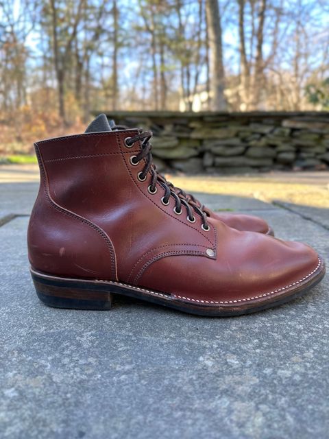 Photo by worra on December 2, 2022 of the NF Bootmaker Milton Boot in Horween Tan Workshoe Butt.