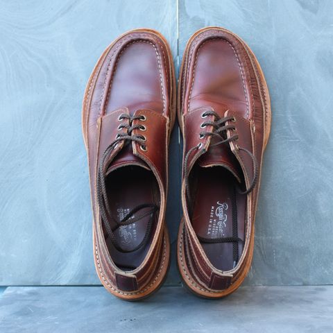 Photo by polishengineering on November 4, 2025 of the Russell Moccasin Co. Fishing Oxford in Seidel British Tan Double Shot.