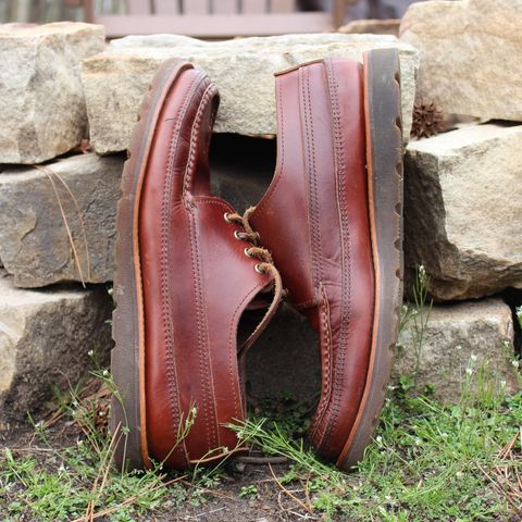 Photo by polishengineering on March 2, 2026 of the Russell Moccasin Co. Fishing Oxford in Seidel British Tan Double Shot.