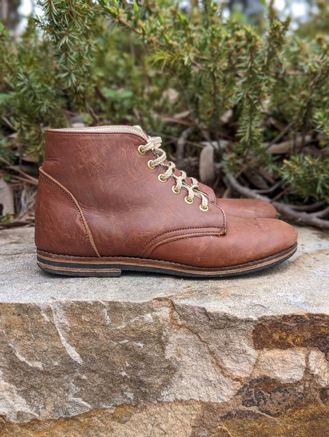 Photo by polishengineering on April 5, 2024 of the Nicks x Zimmerman Kids Work Boots in Seidel 1964 Brown.