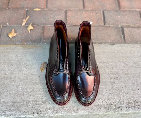 Photo by cordovanandcreases on November 5, 2022 of the Alden Tanker Boot in Horween Color 8 Shell Cordovan.