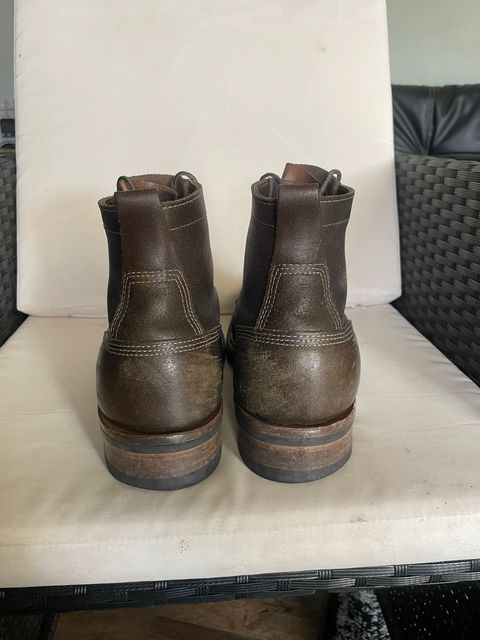 Photo by Mikejones100 on January 1, 2023 of the White's Unlisted Model in Horween Olive Waxed Flesh.