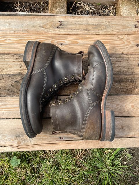 Photo by Mikejones100 on March 5, 2023 of the White's Unlisted Model in Horween Olive Waxed Flesh.