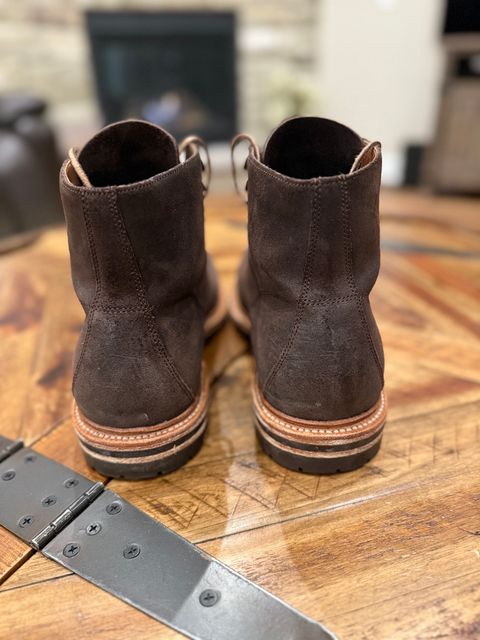 Photo by DMSR64 on February 3, 2025 of the Grant Stone Brass Boot in C.F. Stead Earth Waxy Commander Suede.