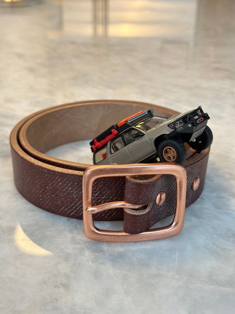 Photo by stitchdown on January 5, 2026 of the Titletown Goods Garrison Belt in J&FJ Baker Australian Nut Hatchgrain Bridle.
