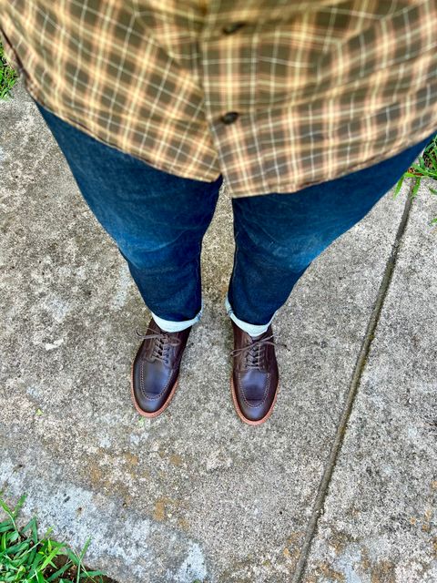 Photo by itsyaboisqueak on July 9, 2025 of the Alden Handsewn Moc Toe Shoe in Horween Arabica Lux Calfskin.