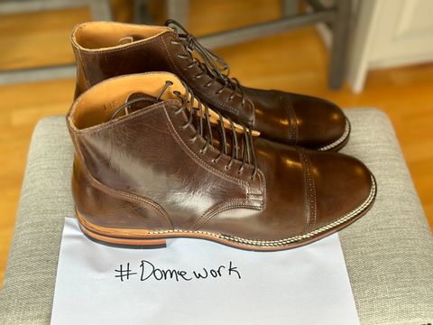 Photo by mattmcmhn on October 1, 2022 of the Viberg Service Boot BCT in Guidi Olive Calf.