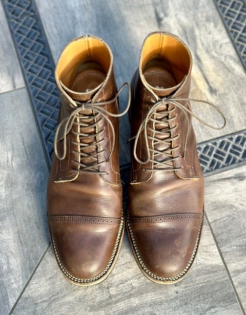 Photo by mattmcmhn on November 5, 2022 of the Viberg Service Boot BCT in Guidi Olive Calf.