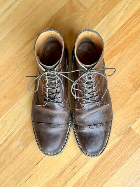Photo by mattmcmhn on December 5, 2022 of the Viberg Service Boot BCT in Guidi Olive Calf.