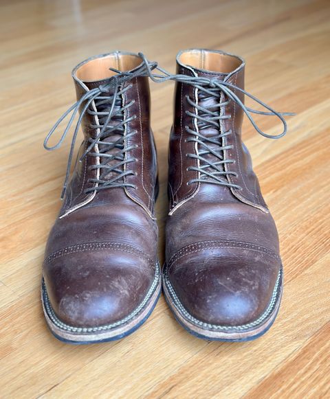Photo by mattmcmhn on January 5, 2023 of the Viberg Service Boot BCT in Guidi Olive Calf.