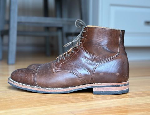 Photo by mattmcmhn on January 5, 2023 of the Viberg Service Boot BCT in Guidi Olive Calf.