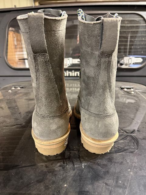 Photo by chadthebootguy on October 6, 2025 of the JK Boots Super Station Boot in JK 8oz Grey roughout.