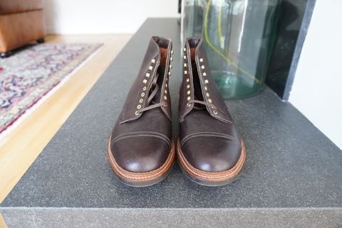 Photo by inthosejawnz on October 2, 2023 of the Alden x Stitchdown Stitchup 2.0 in Horween Arabica Lux Calfskin.