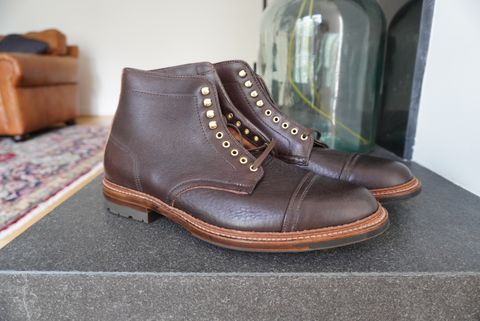 Photo by inthosejawnz on October 2, 2023 of the Alden x Stitchdown Stitchup 2.0 in Horween Arabica Lux Calfskin.