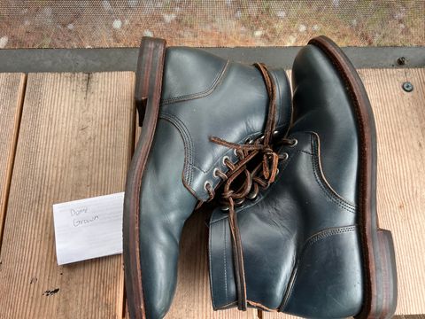 Photo by almalik1226 on November 3, 2023 of the Grant Stone Diesel Boot in Horween Navy Chromexcel.