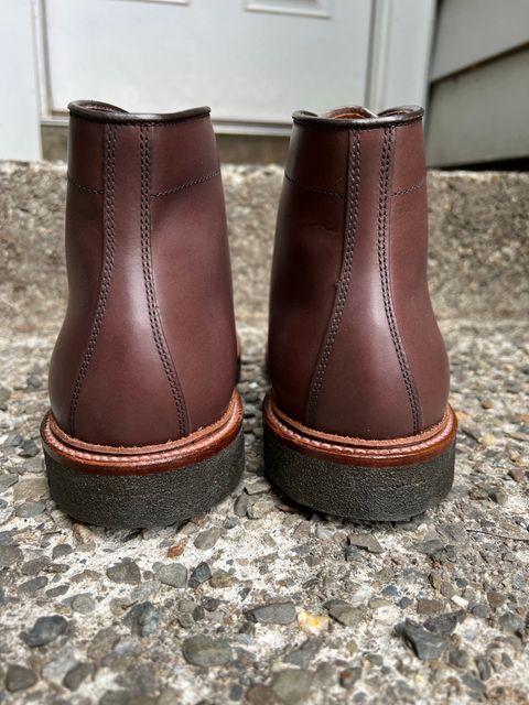 Photo by drtobiassfunke on October 2, 2022 of the Alden Plain Toe Boot in Dark Brown Pegasus Calf.