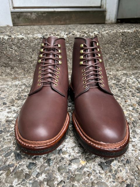 Photo by drtobiassfunke on October 2, 2022 of the Alden Plain Toe Boot in Dark Brown Pegasus Calf.