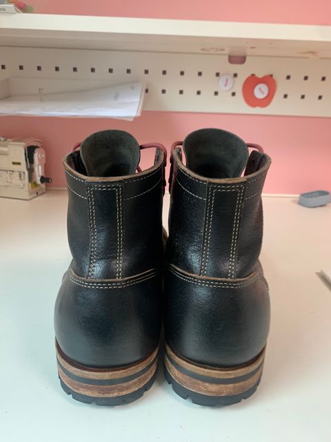 Photo by eggieman on March 5, 2025 of the Truman Cap Toe Boot in Horween Black Waxed Flesh.