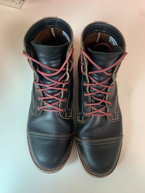 Photo by eggieman on March 5, 2025 of the Truman Cap Toe Boot in Horween Black Waxed Flesh.