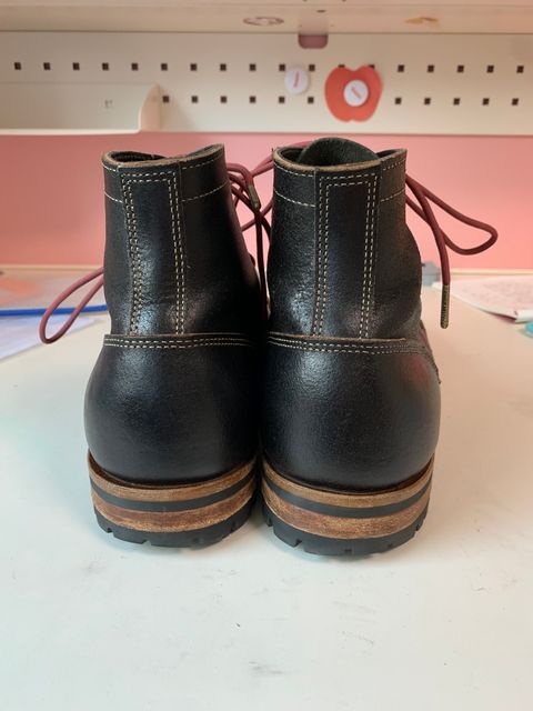 Photo by eggieman on April 4, 2025 of the Truman Cap Toe Boot in Horween Black Waxed Flesh.