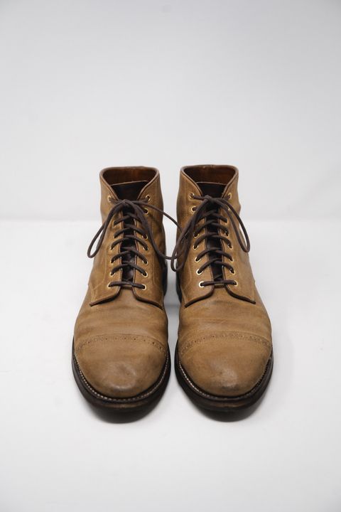Photo by ccasenhiser on February 3, 2025 of the Grant Stone Garrison Boot in C.F. Stead Natural Waxy Commander Suede.