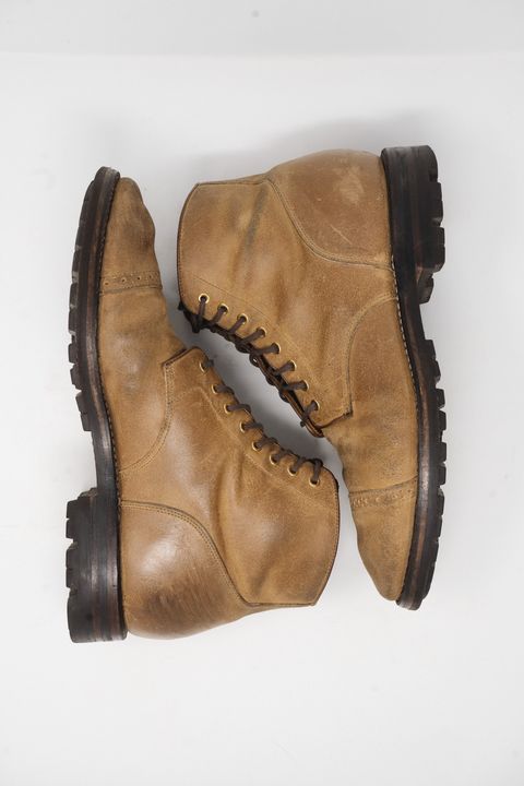 Photo by ccasenhiser on February 3, 2025 of the Grant Stone Garrison Boot in C.F. Stead Natural Waxy Commander Suede.