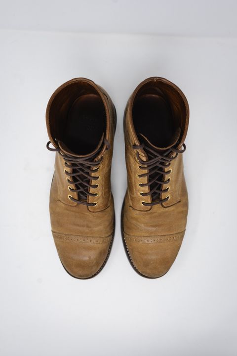Photo by ccasenhiser on March 6, 2025 of the Grant Stone Garrison Boot in C.F. Stead Natural Waxy Commander Suede.