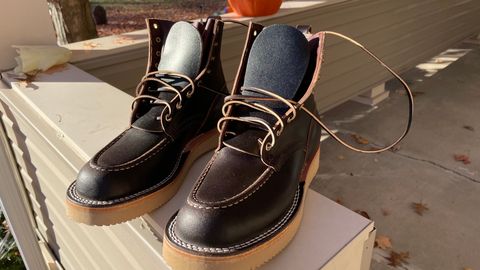 Photo by thelaststarfighter on October 28, 2022 of the Nicks Moc Toe in Horween Brown Waxed Flesh.