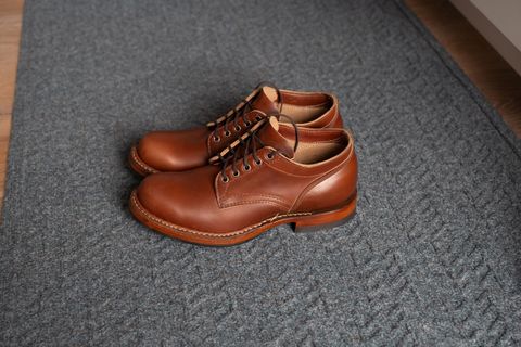 Photo by f8_bthere on October 1, 2024 of the White's Oxford in Horween British Tan Chromexcel.