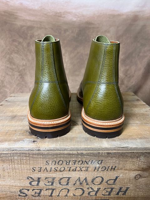 Photo by TheHobbyCobbler on September 30, 2025 of the Grant Stone Brass Boot in Badalassi Carlo Oliva Minerva Liscio.