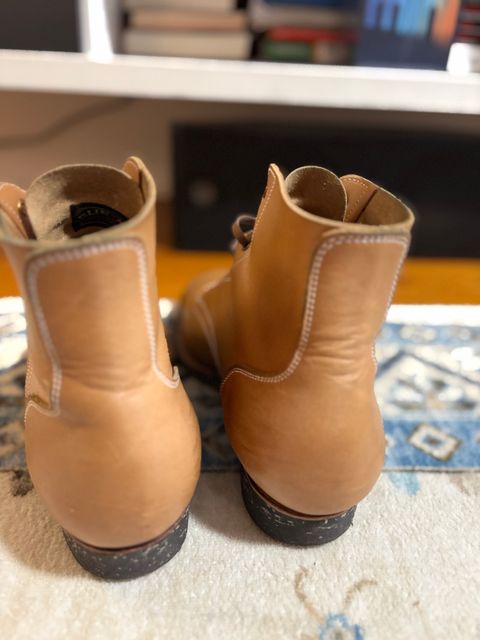 Photo by bootbastard on December 6, 2025 of the Clinch Yeager Boots in Wickett & Craig Buck Natural H Latigo.