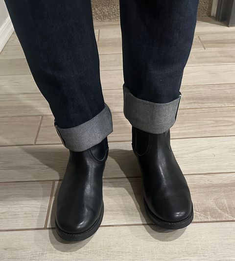 Photo by austinrylees on July 22, 2025 of the Addict Boots AB-05 Zip Western Boots in Black Dye-Finished Horsehide.