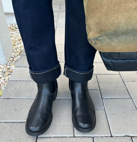 Photo by austinrylees on July 22, 2025 of the Addict Boots AB-05 Zip Western Boots in Black Dye-Finished Horsehide.
