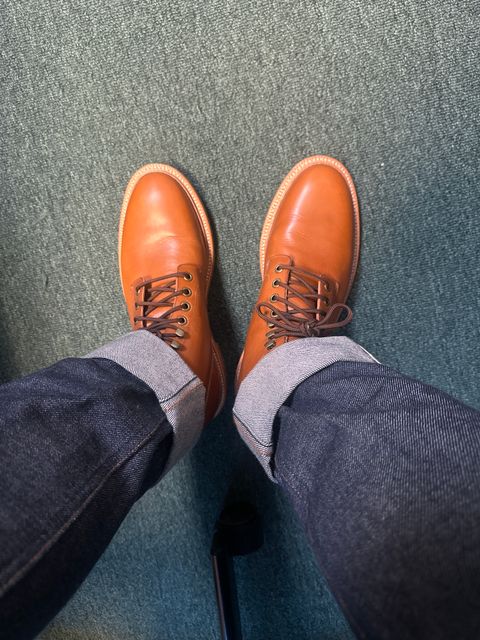 Photo by austinrylees on March 18, 2024 of the Grant Stone Diesel Boot in Badalassi Carlo Saddle Tan Minerva.