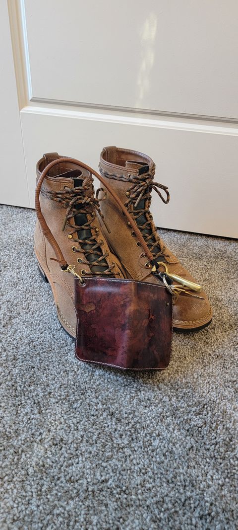 Photo by DexterityDev on November 1, 2022 of the Wesco Hendrik in Horween Natural Chromexcel Horsehide Roughout.